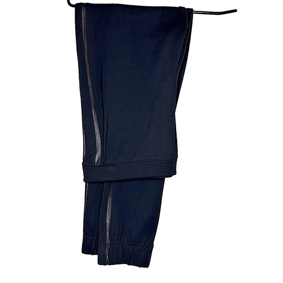 SPANX Black Track Legging Joggers with Faux Leather Side Stripes | Size: Large - Picture 2 of 13